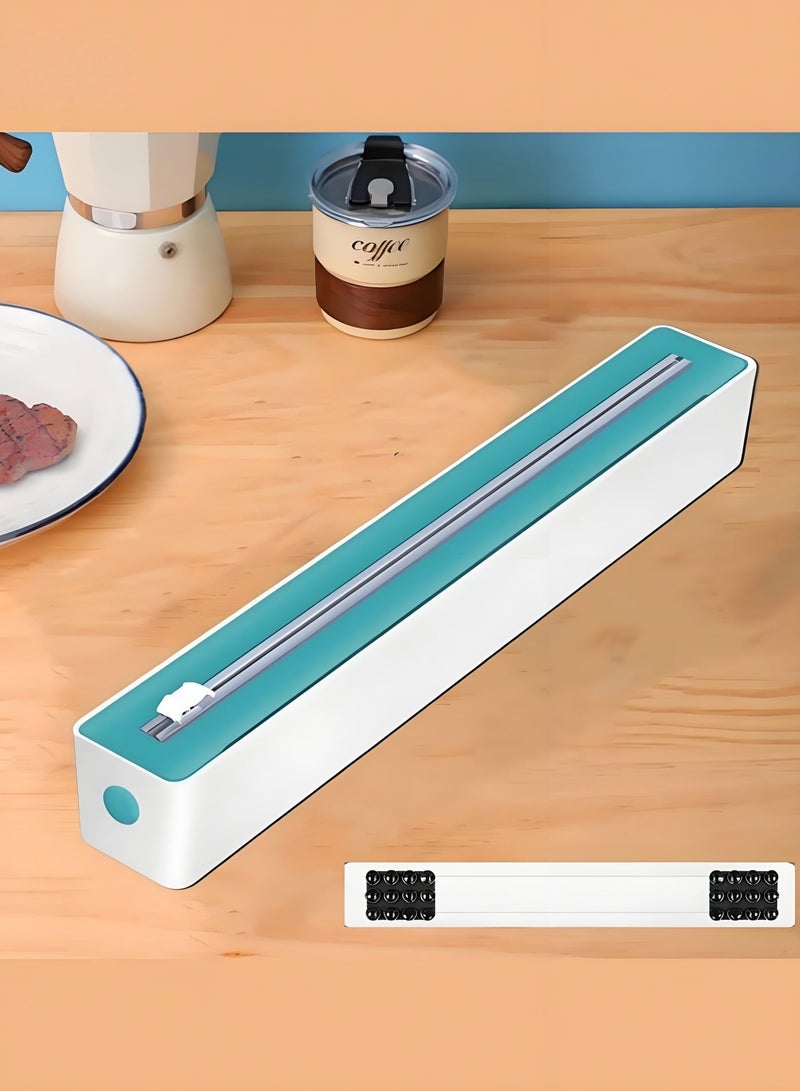Valiant Glow Refillable Suction-Base Cling Film Dispenser (with Bi-Directional Slide Cutter) | 2-in-1 Design: Cling Film + Foil Dispenser | Strong Suction Base for Ultra-Stable Kitchen Counter Use | Effortless Bi-Directional Cutting—A Kitchen & Meal Prep Essential Must-Have for Home & Restaurant - Image 1